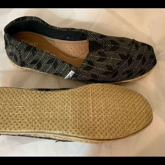 TOMS Women’s Deconstructed Alpargata Black & Tan Chevron Espadrilles Size 7 - Picture 13 of 13